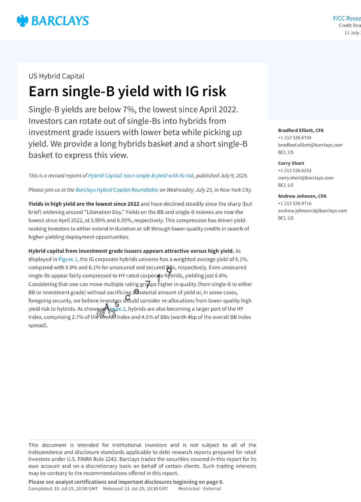 美国混合资本：以投资级风险获得单B级收益