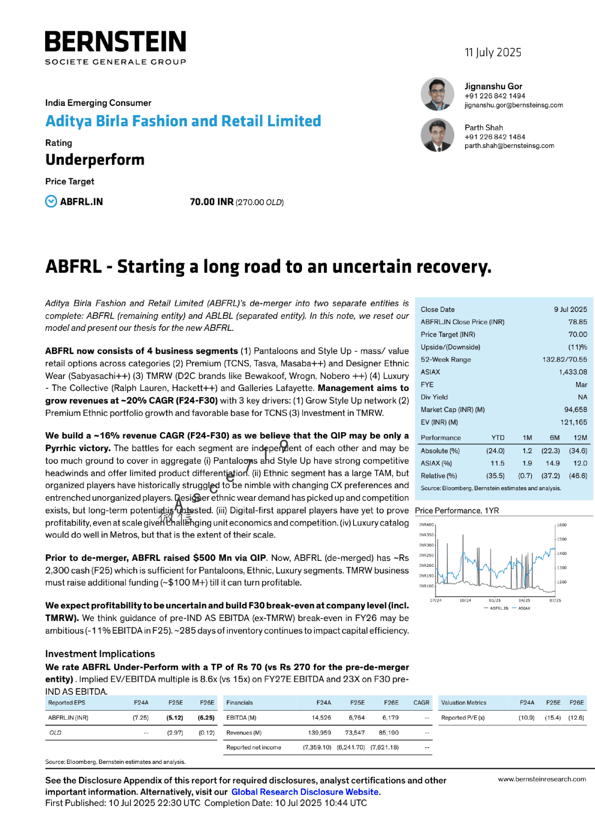 ABFRL - 开启不确定复苏的漫长道路