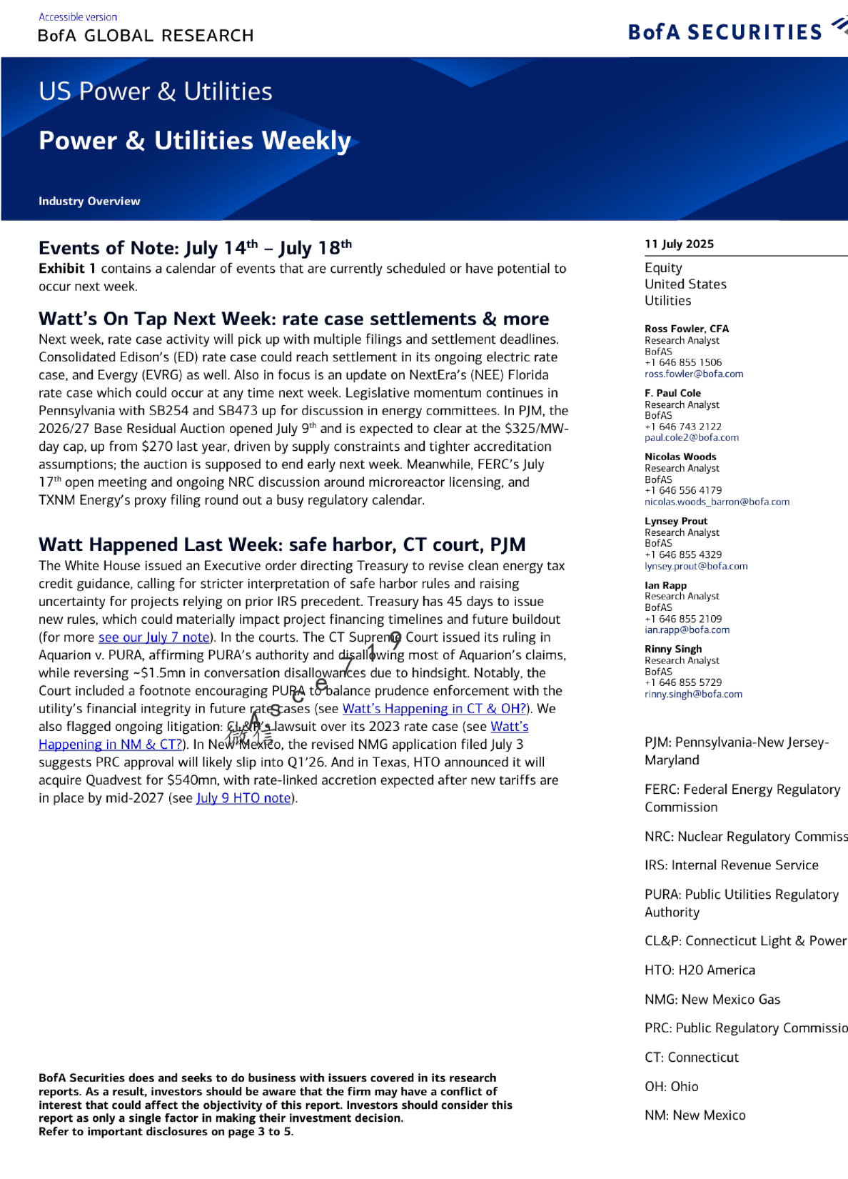 电力与公用事业周报：下周重点关注费率案例和解及其他事件