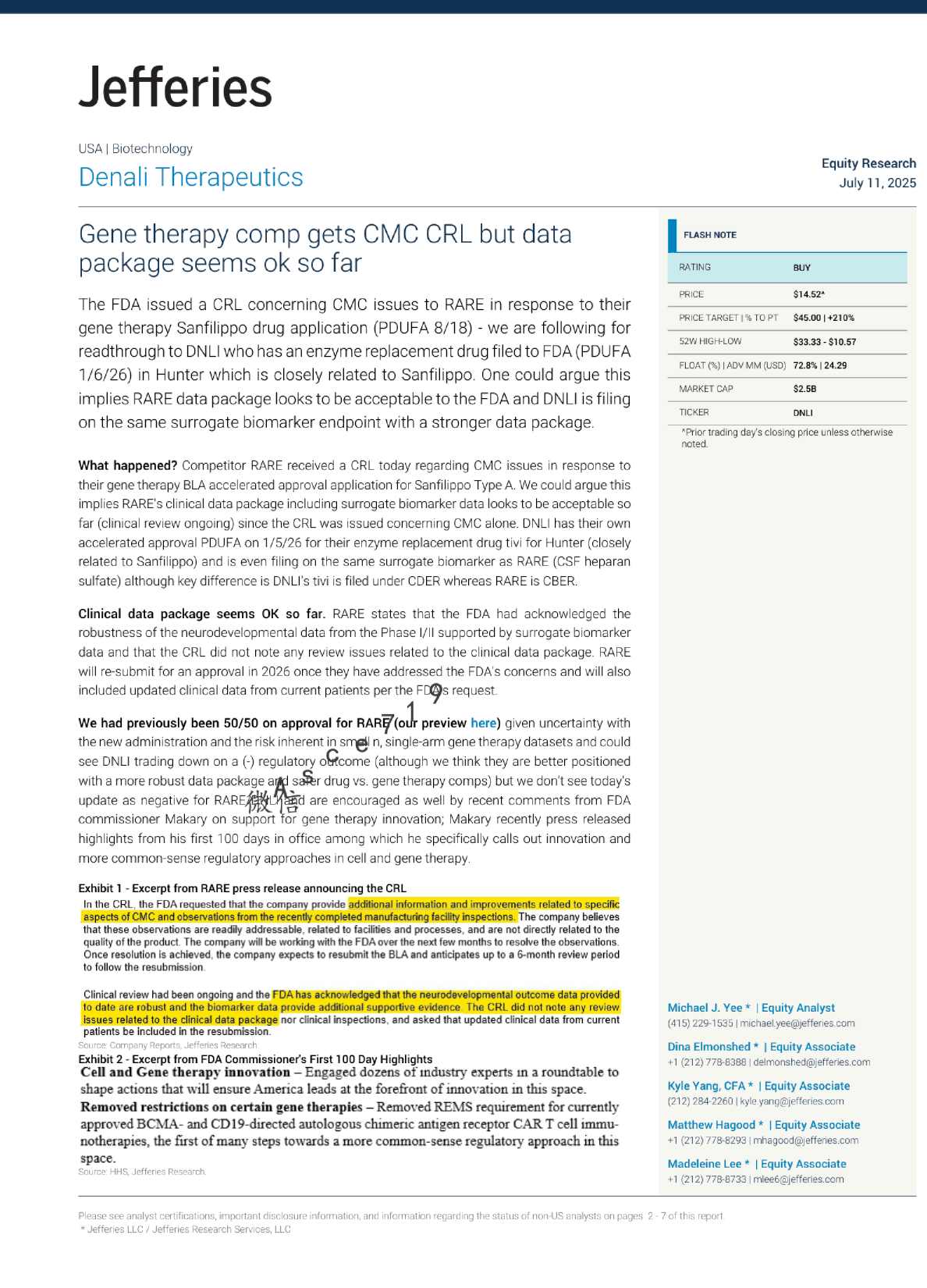 基因疗法公司收到CMC CRL但数据包目前看起来尚可
