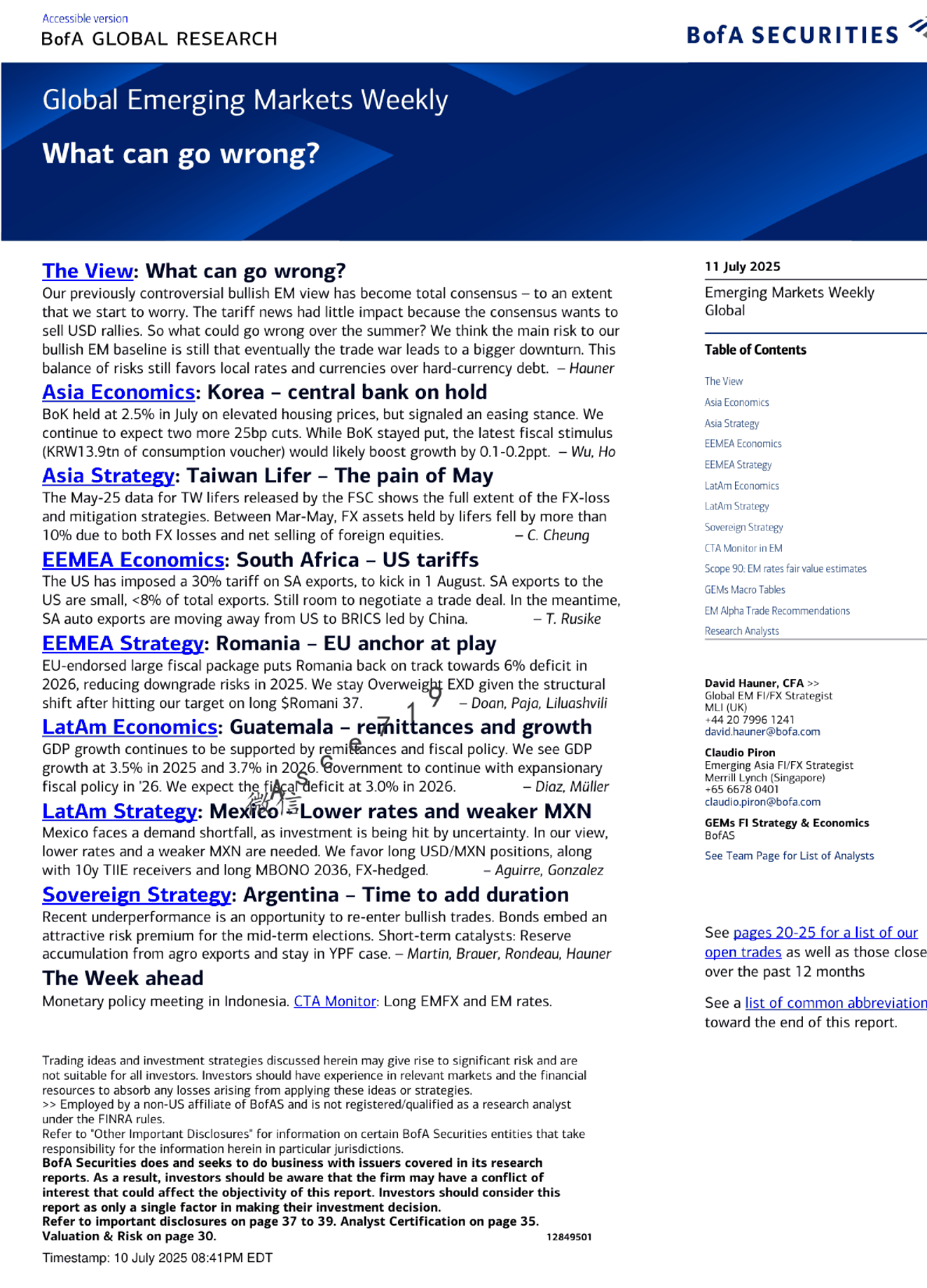 全球新兴市场周报：可能出现什么问题？