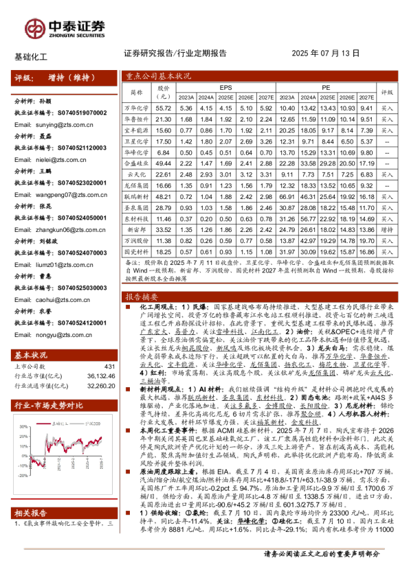 基础化工行业定期报告