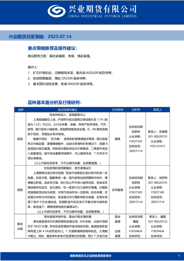 日度策略