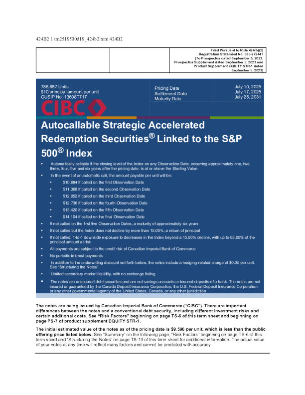 加拿大帝国商业银行美股招股说明书(2025-07-14版)