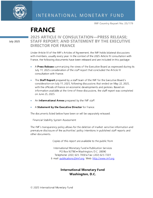 法国：2025年第四条磋商新闻稿；员工报告；法国执行主任的发言