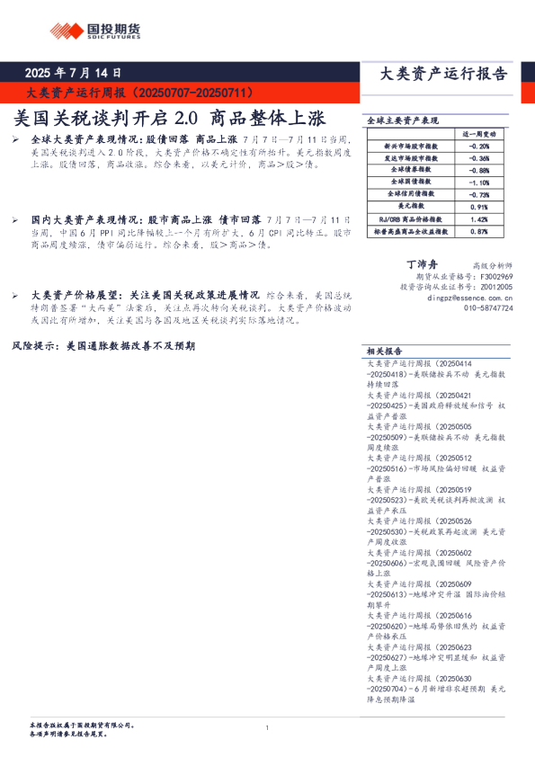 大类资产运行周报