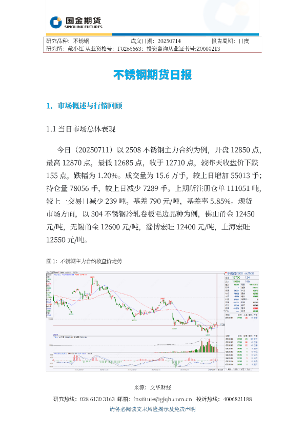 不锈钢期货日报