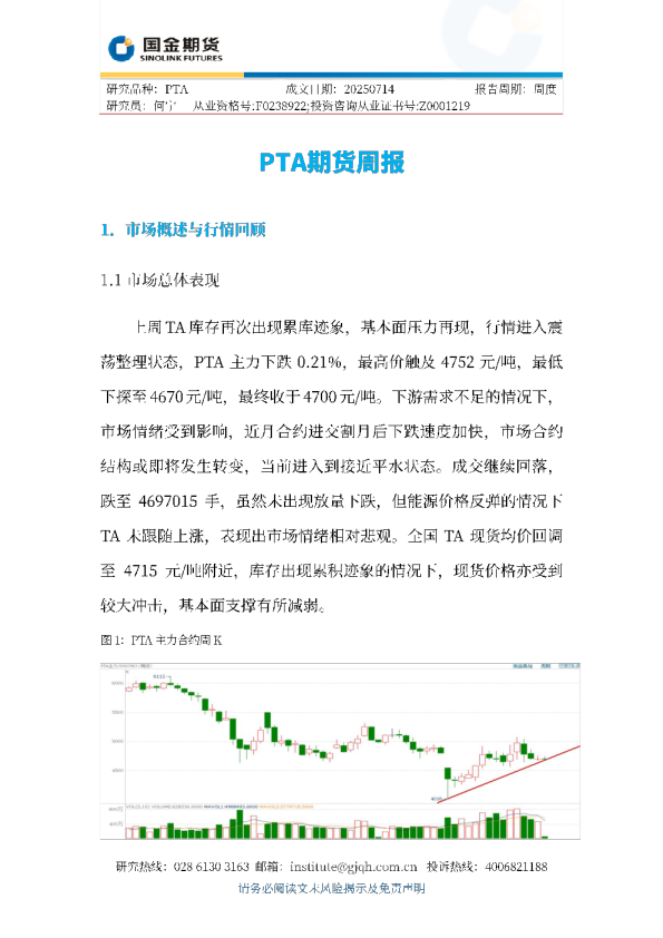 PTA期货周报