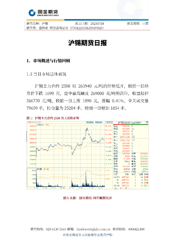 沪锡期货日报