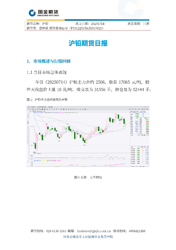 沪铅期货日报