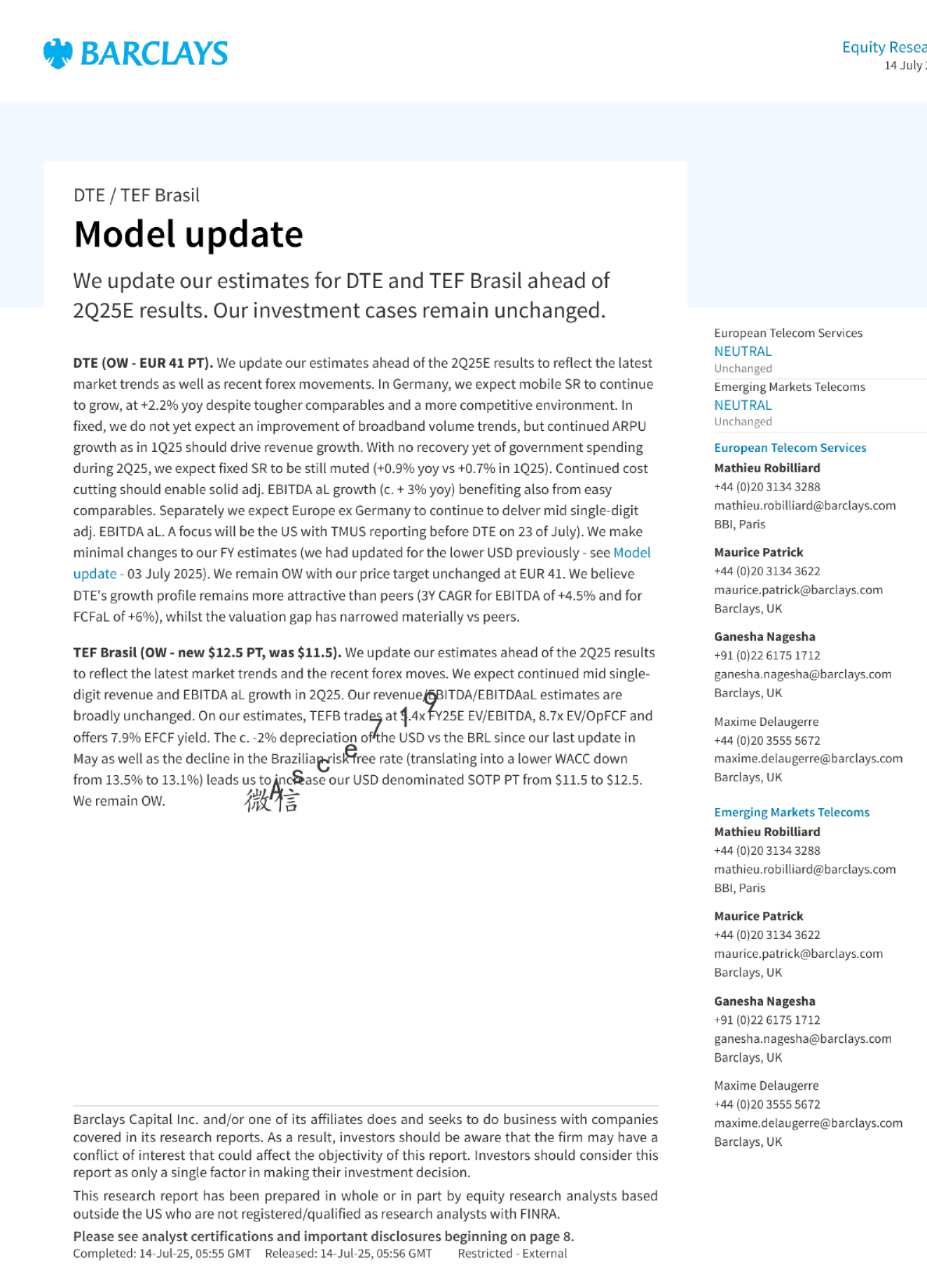 DTE / TEF Brasil 模型更新