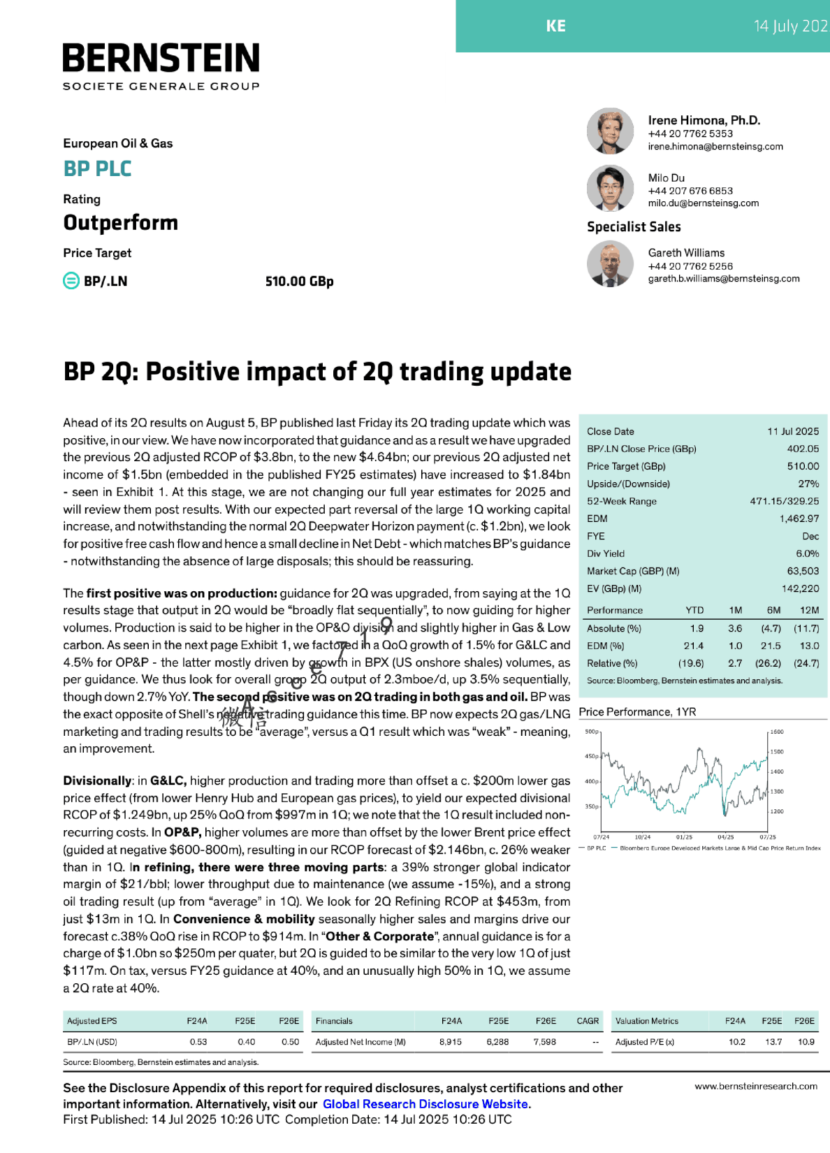 BP 2Q: 第二季度交易更新的积极影响