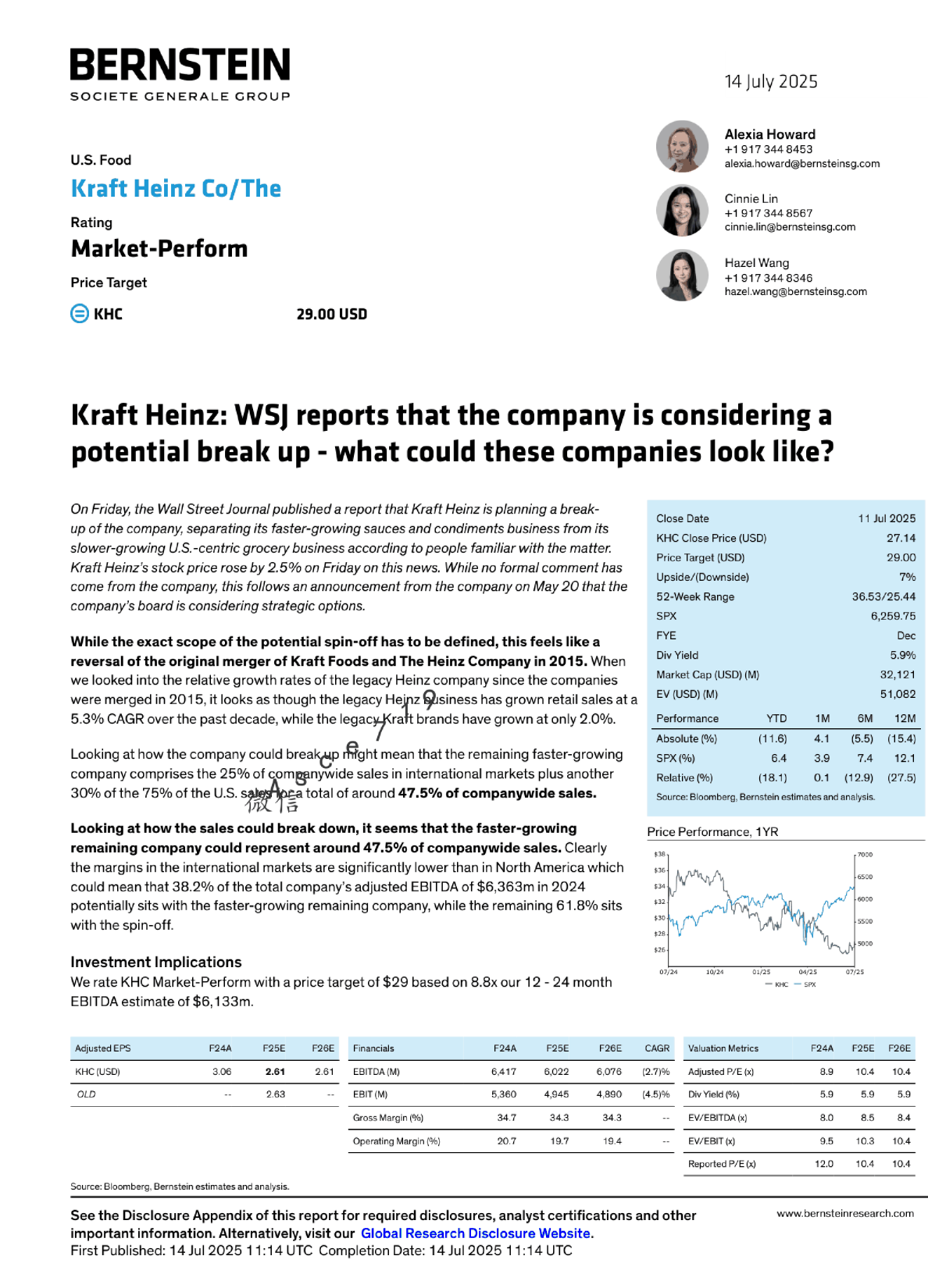 Kraft Heinz考虑分拆公司：这些公司可能是什么样子？