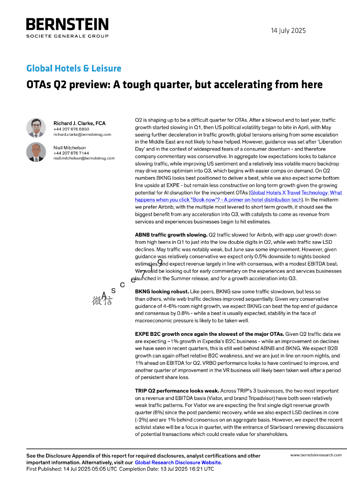 在线旅行社Q2预览：艰难的一季度，但将加速复苏