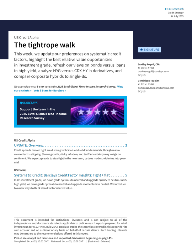 美国信用阿尔法：走钢丝