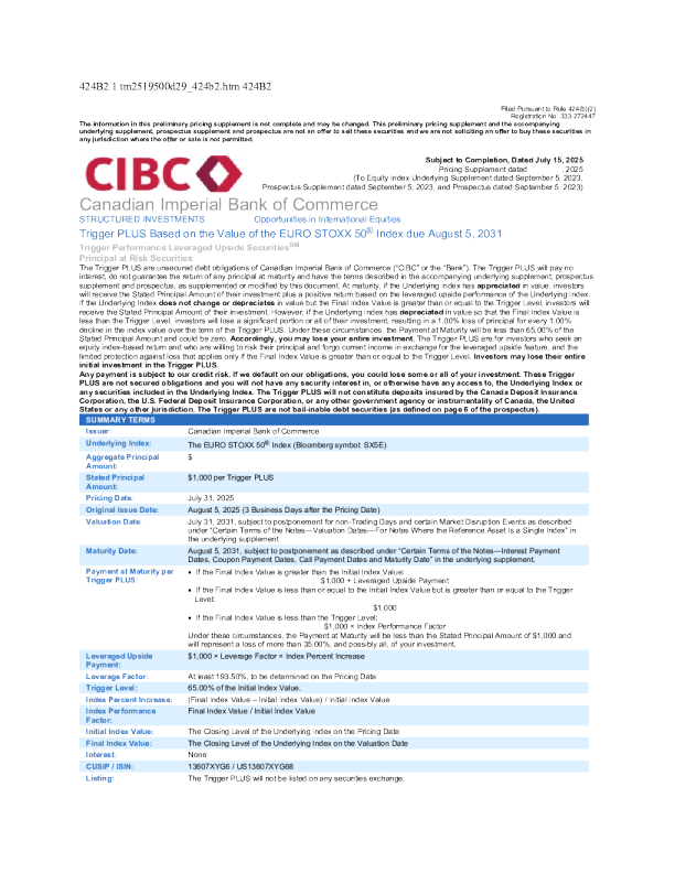 加拿大帝国商业银行美股招股说明书(2025-07-15版)