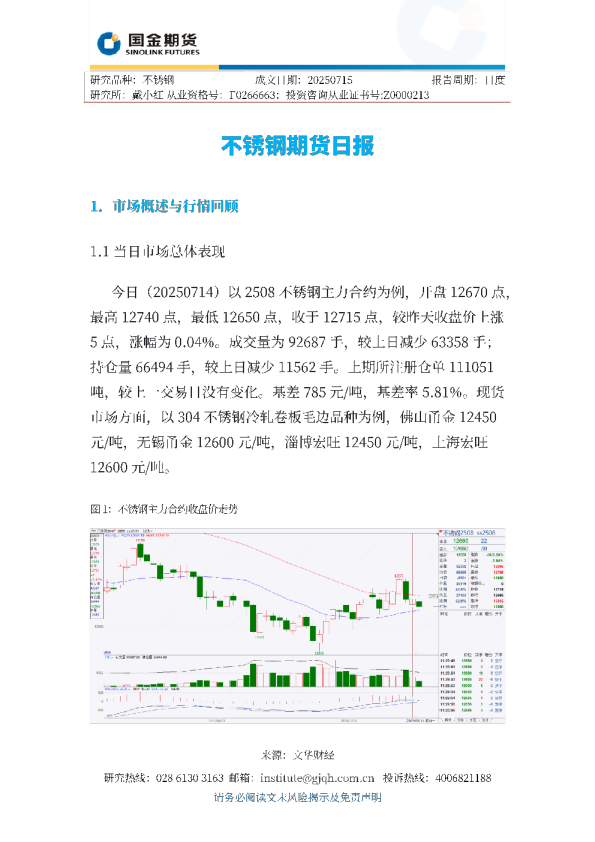 不锈钢期货日报