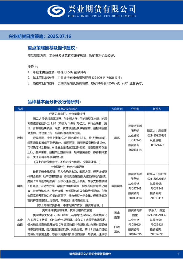 日度策略