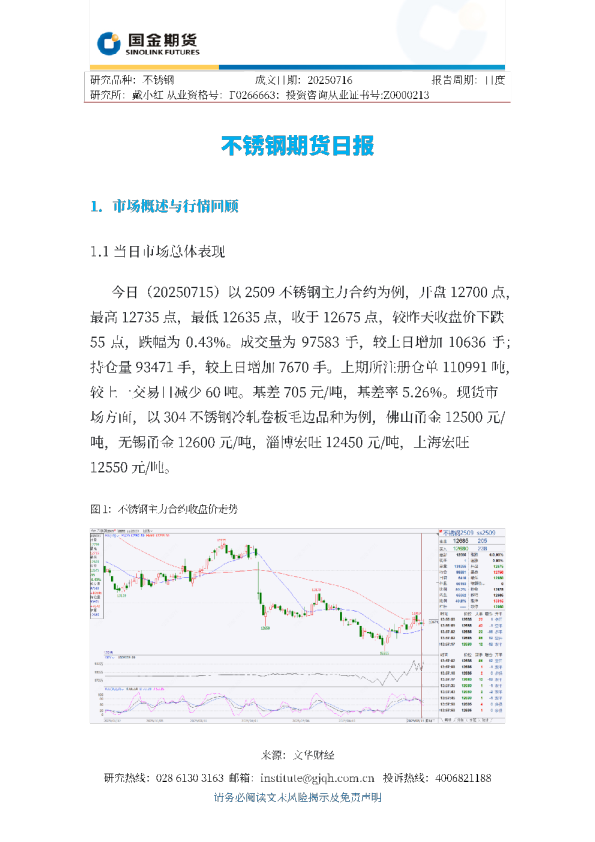 不锈钢期货日报