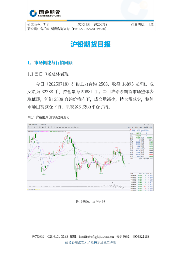 沪铅期货日报
