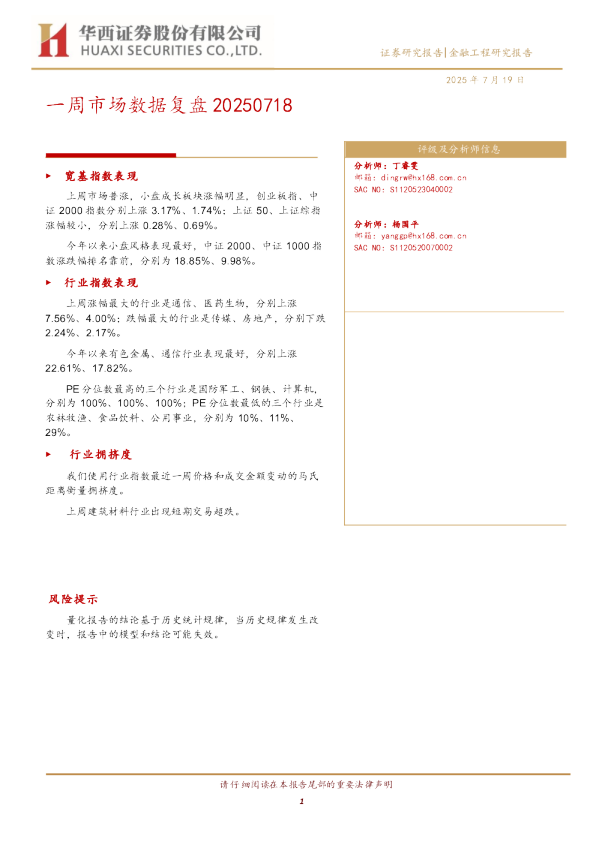 一周市场数据复盘