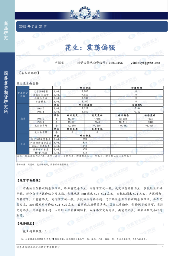 花生：震荡偏强