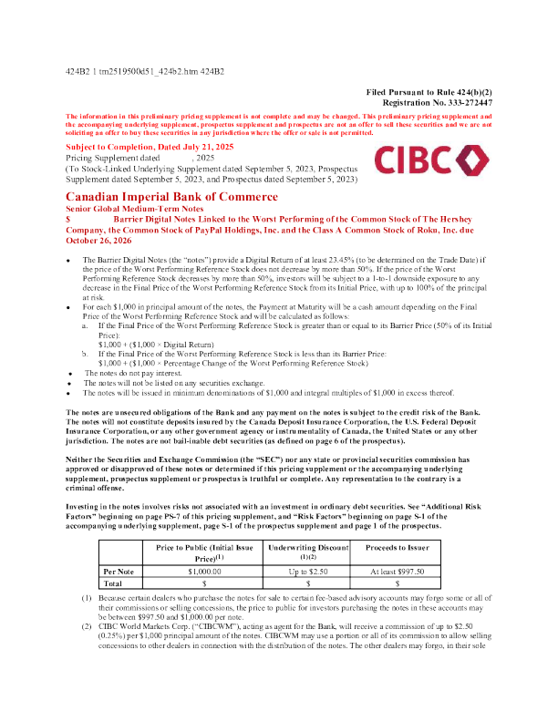 加拿大帝国商业银行美股招股说明书(2025-07-21版)