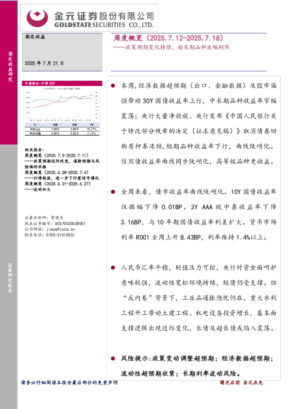 周度概览：政策预期变化持续，超长期品种波幅剧烈
