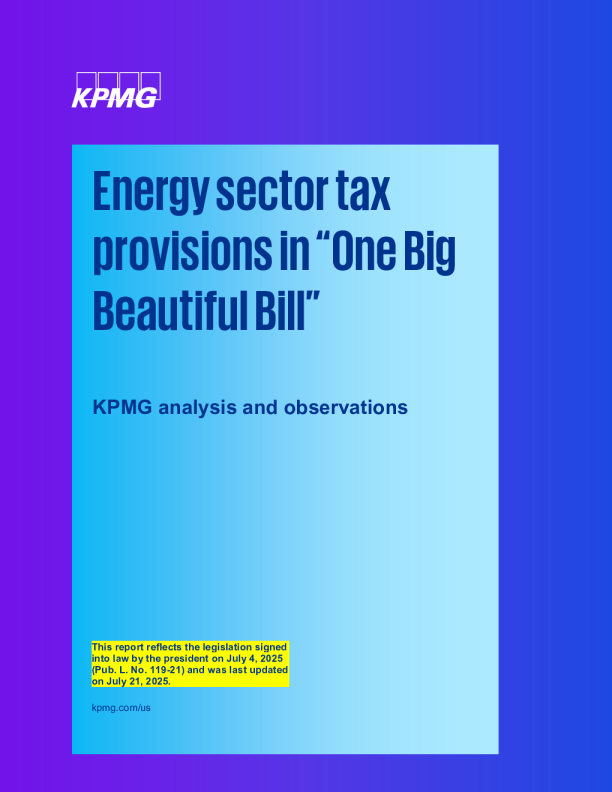 《大而美法案》能源行业税收条款