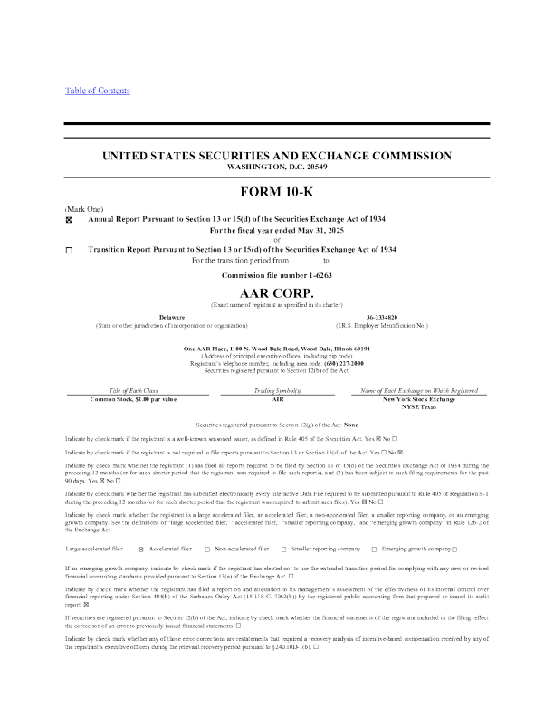 AAR CORP 2024年度报告
