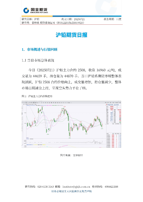 沪铅期货日报
