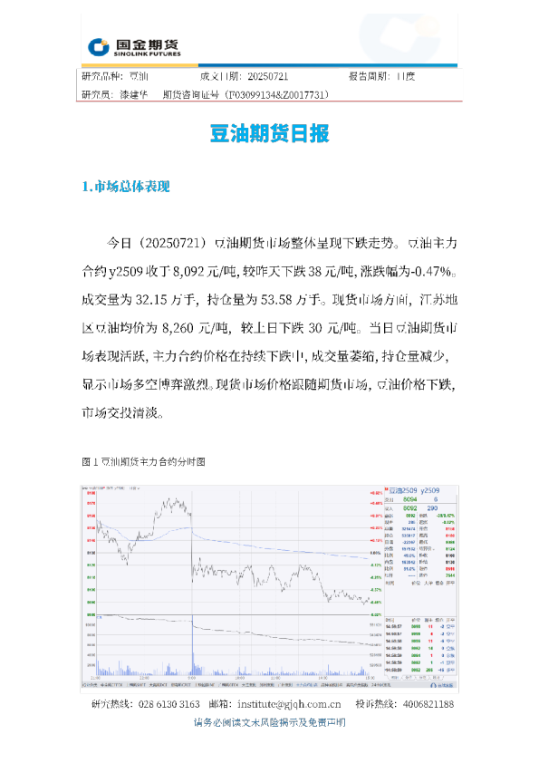豆油期货日报