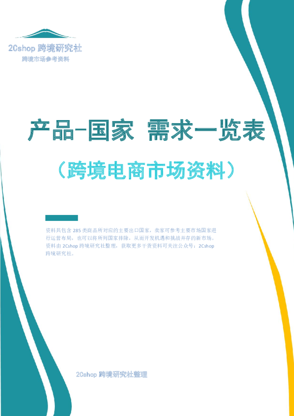2025年产品-国家 需求一览表(跨境电商市场资料)