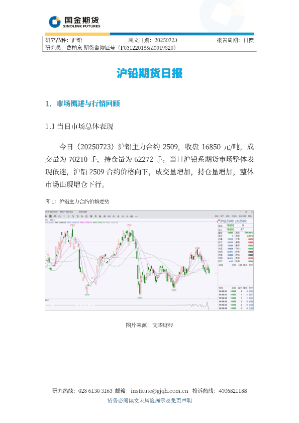 沪铅期货日报