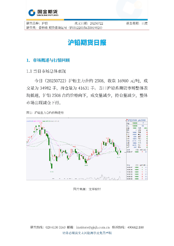 沪铅期货日报