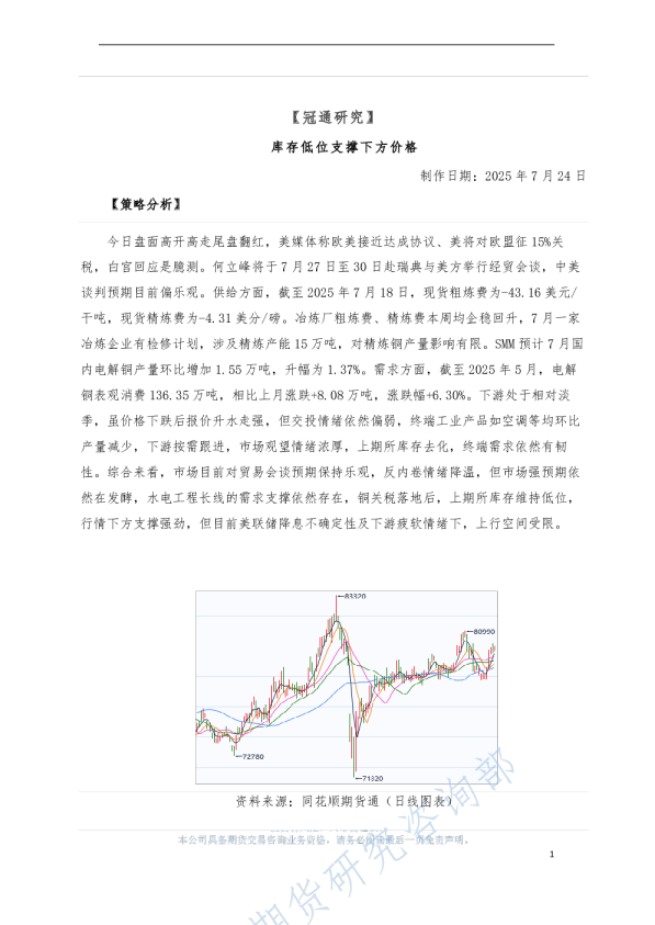 库存低位支撑下方价格