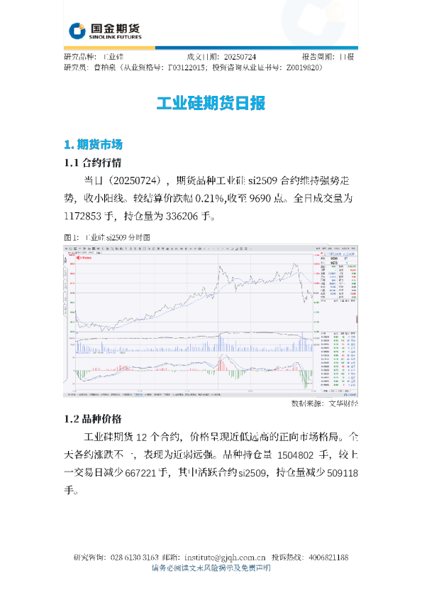工业硅期货日报