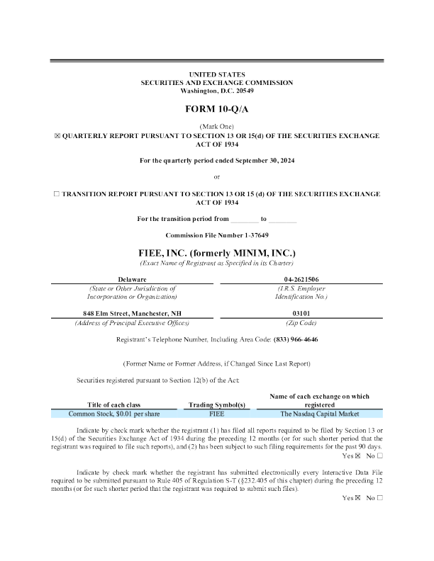 FiEE公司2025年季度报告