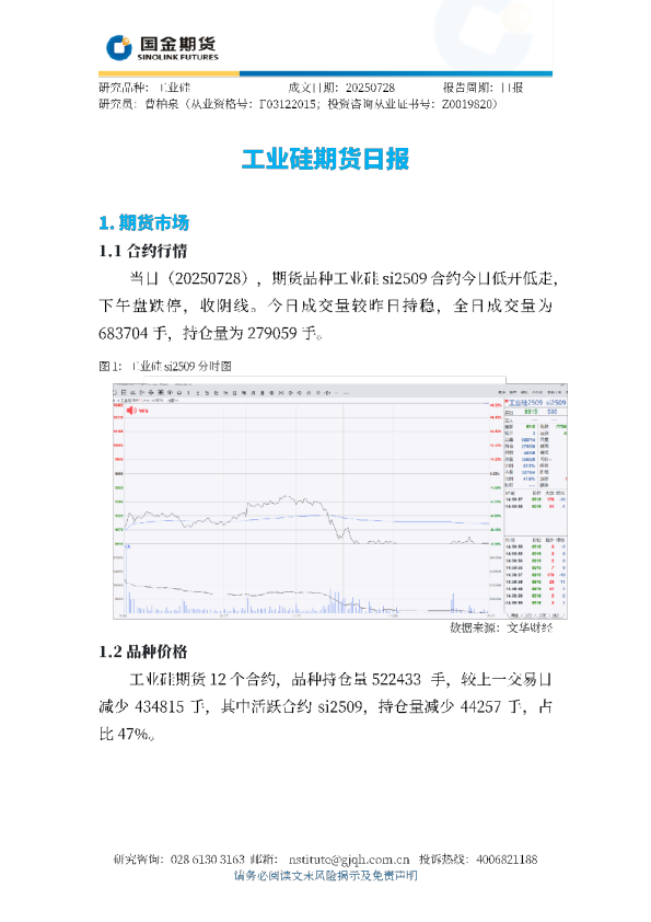 工业硅期货日报