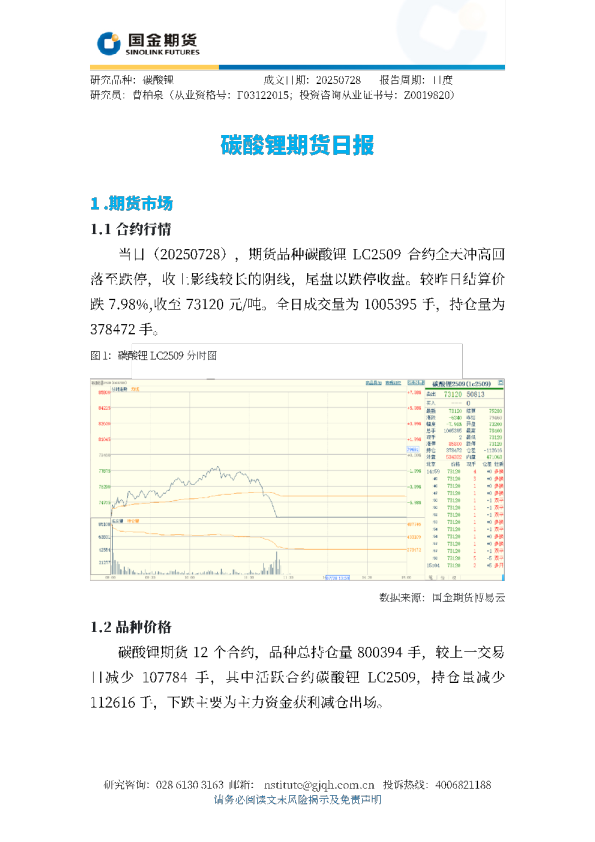 碳酸锂期货日报