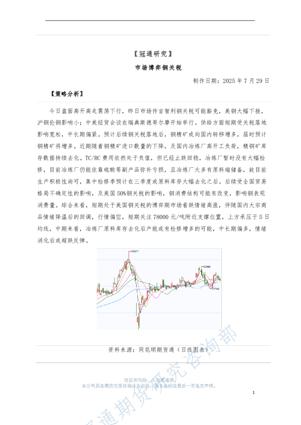 市场博弈铜关税