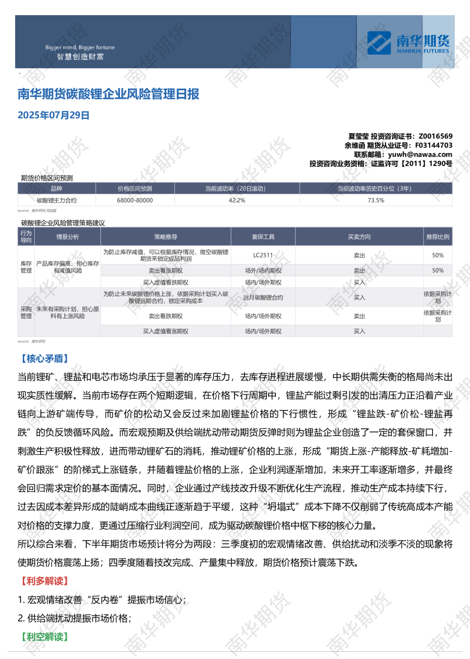 碳酸锂企业风险管理日报