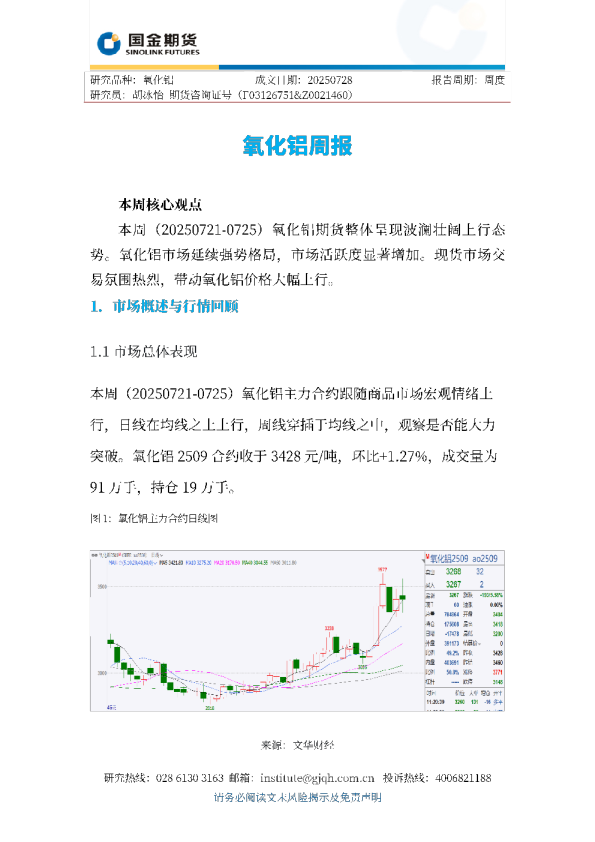 国金期货氧化铝周报