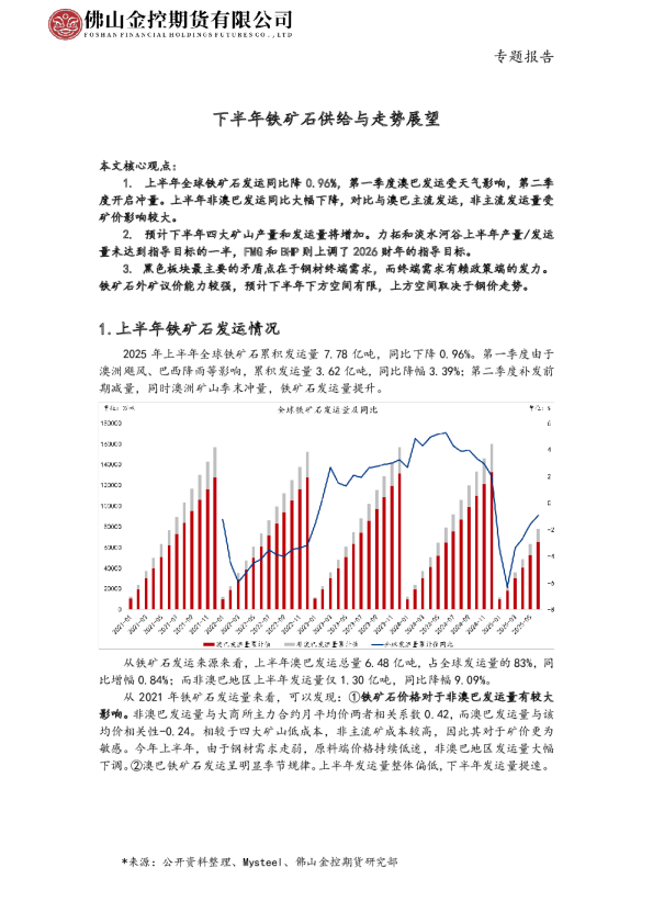 下半年铁矿石供给与走势展望