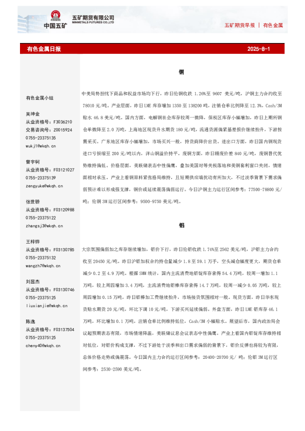 有色金属日报