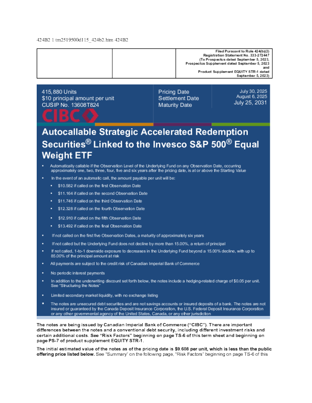 加拿大帝国商业银行美股招股说明书(2025-08-01版)