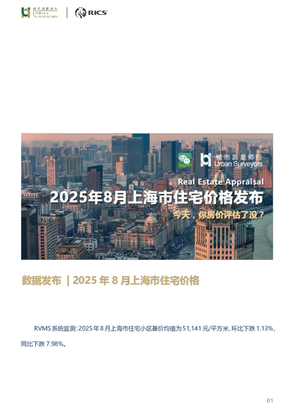 2025年8月上海市住宅价格