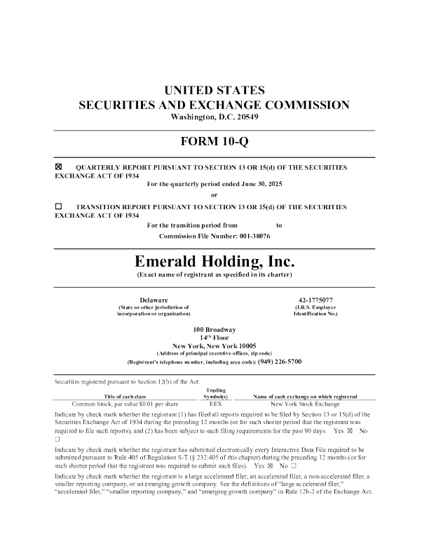 Emerald Holding Inc 2025年季度报告
