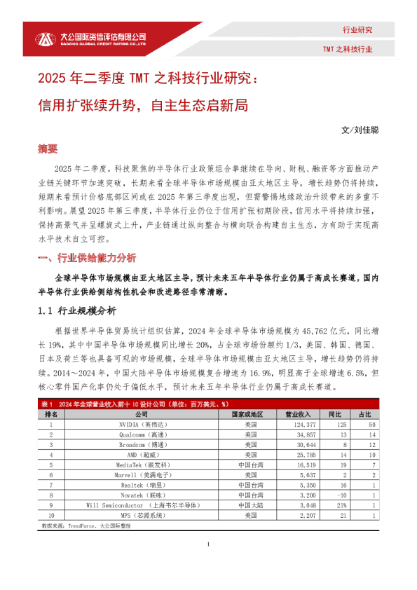 2025年二季度TMT之科技行业研究：信用扩张续升势，自主生态启新局