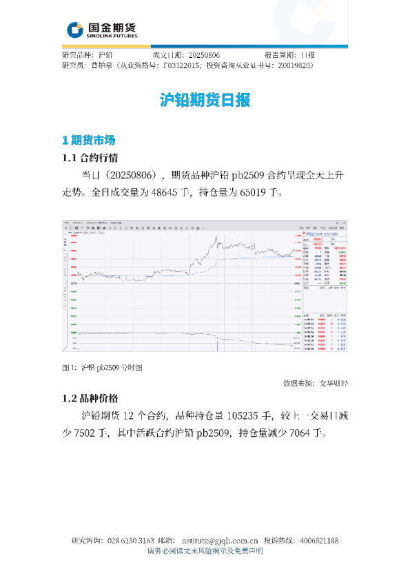沪铅期货日报